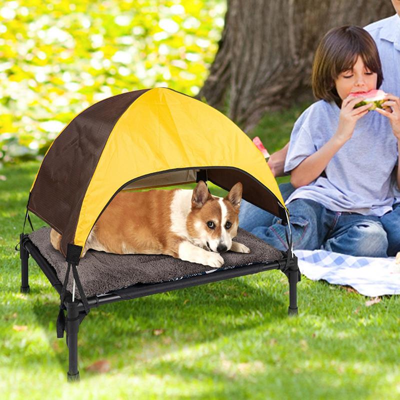 Outdoor Dog Bed Foldable Elevated Dog Bed With Removable Canopy