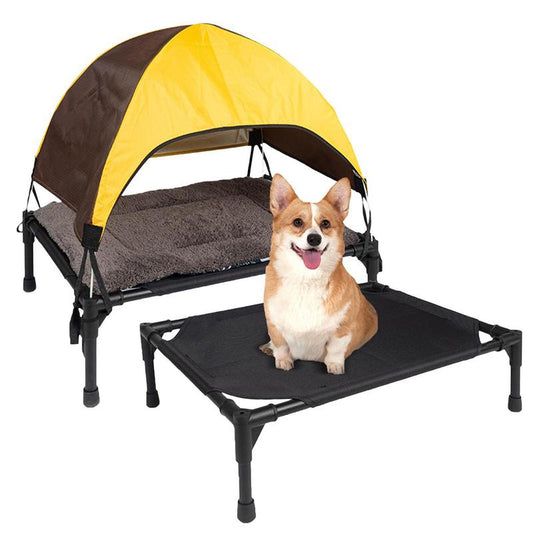 Outdoor Dog Bed Foldable Elevated Dog Bed With Removable Canopy